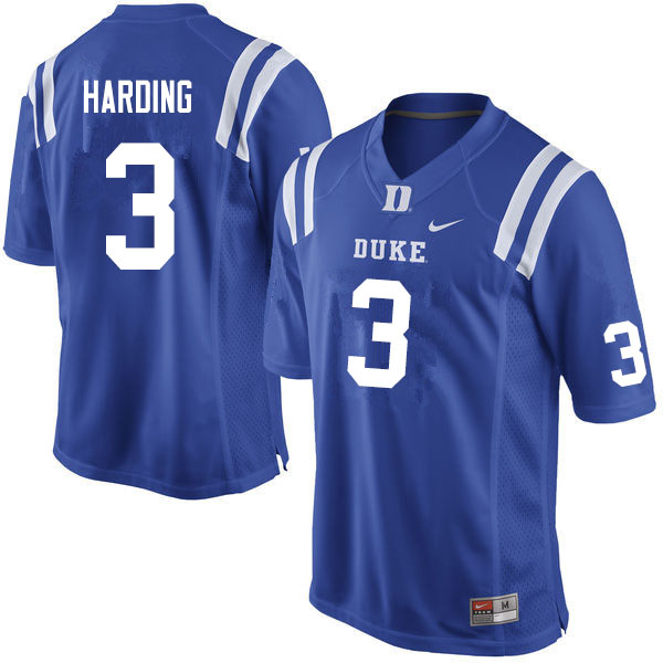 Men #3 Darrell Harding Duke Blue Devils College Football Jerseys Sale-Blue - Click Image to Close
